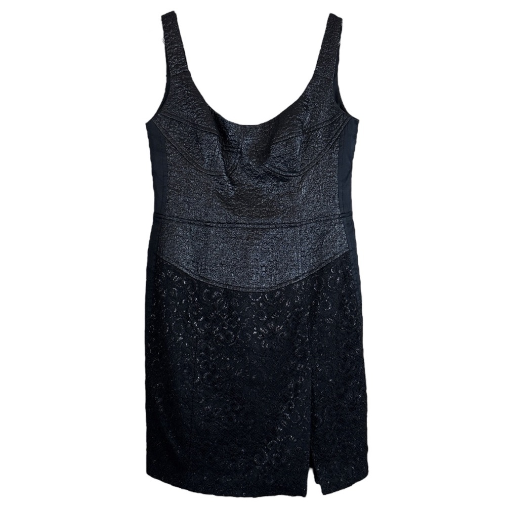 Nanette Lepore Metallic Bustier Lace Wool Blend Cocktail Dress Black Size 4
